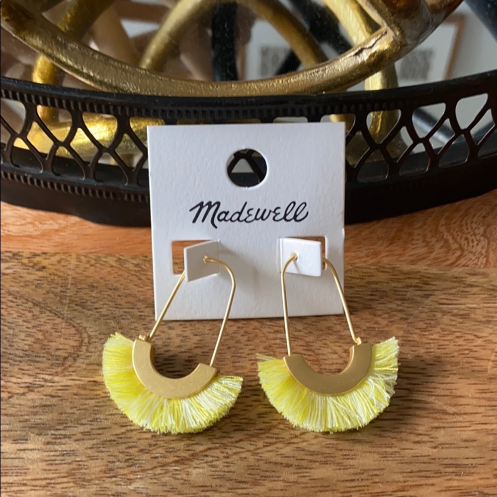 Madewell Yellow Arc Wire Fringe Earrings